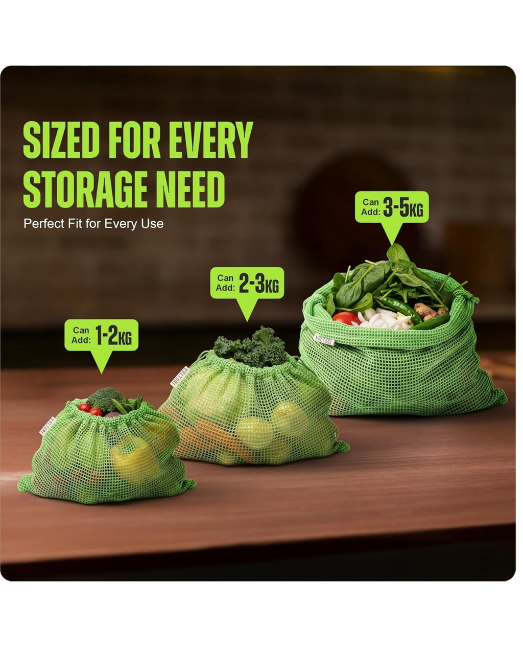 Cotton Vegetable Bags for Fridge Storage (Pack of 6)