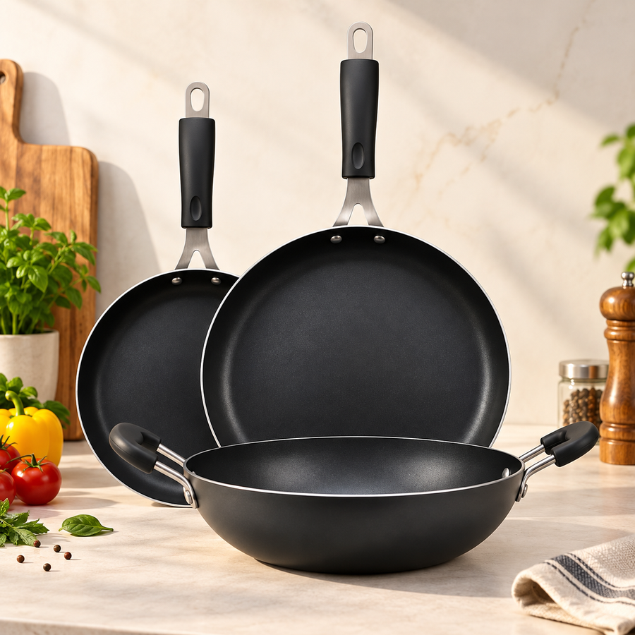 100% Pure Iron Cookware combo: Kadai+Tawa+Fry Pan