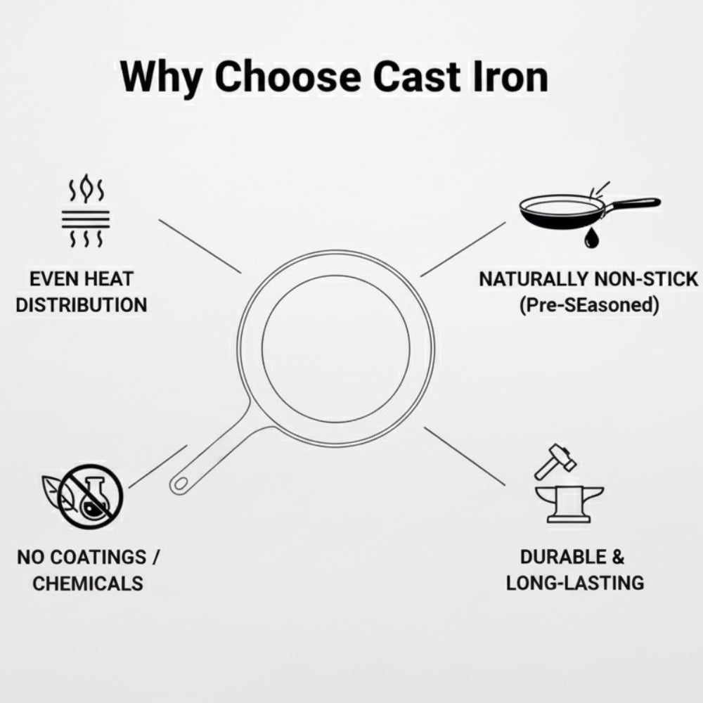 NEOPOT Pre-Seasoned Cast Iron Roti Tawa