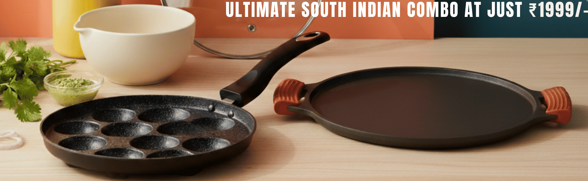 Ultimate 3 in 1 Healthy Cooking South Indian Cuisine Cookware Set .