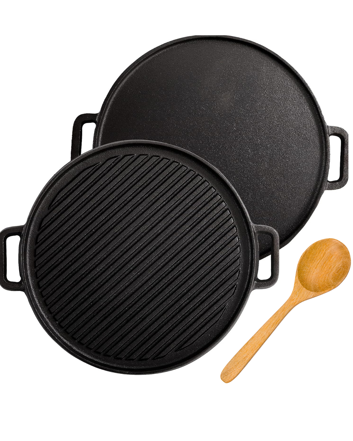 Cast Iron 2-in-1 Pre-Seasoned Tawa & Free Wooden Spatula