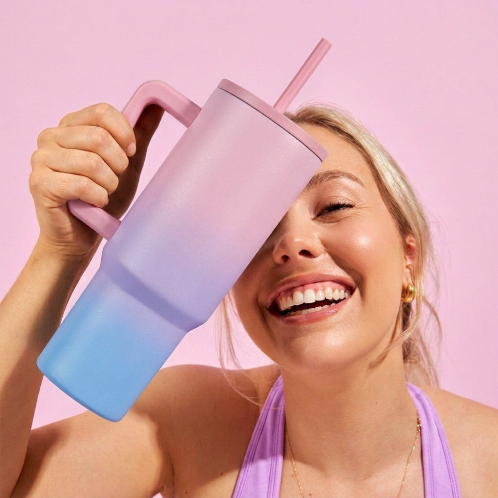 Neopot Tumbler 1200ML Steel Straw with Straw Cap and Cleaner Unisex