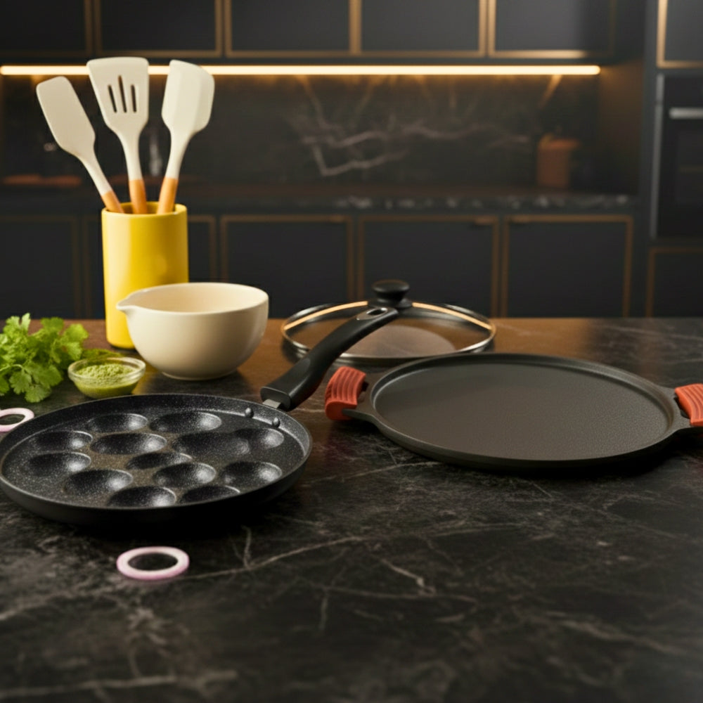 Ultimate 3 in 1 Healthy Cooking South Indian Cuisine Cookware Set .