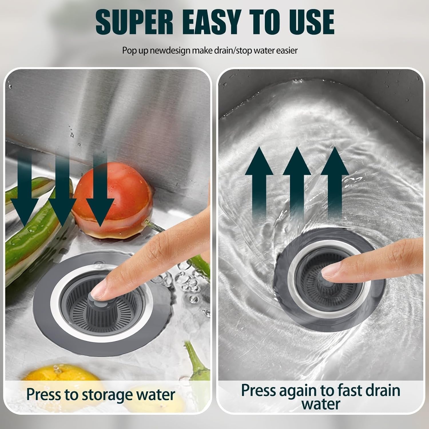 3 in 1 Kitchen Sink Drain Strainer Stopper
