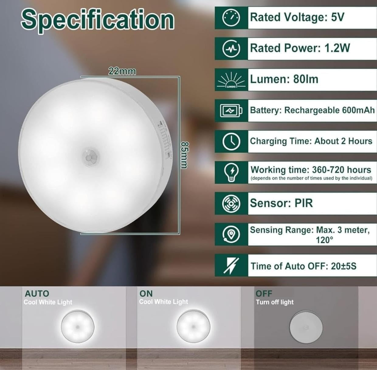 Body Induction Motion Sensor Light (Pack of 2 )