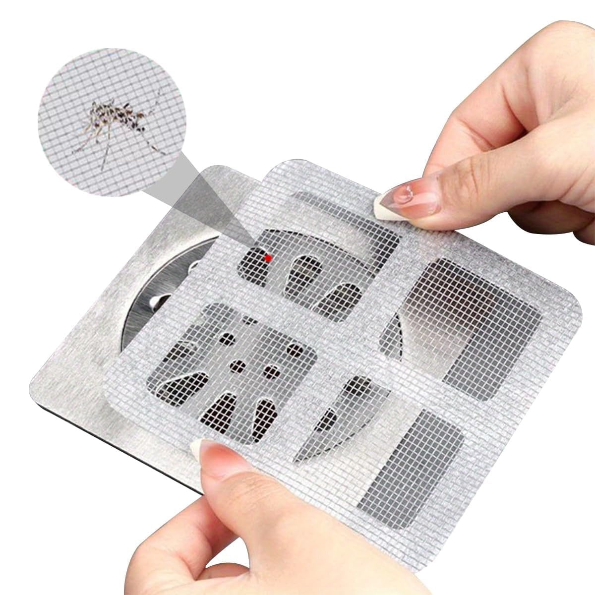 Shower Drain Mesh Sticker Pack of (50 ) + 2 in 1 Dehydrated Floor Cleaning Mop +  3 in 1 Kitchen Sink Drain Strainer Stopper (Pack of 3)