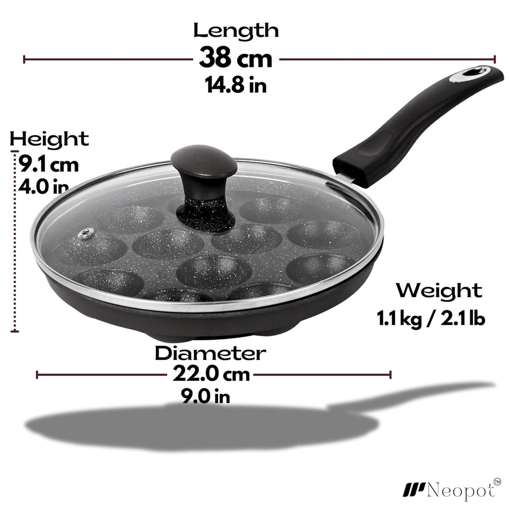 Nonstick Appe Pan with Lid and Long Handle.