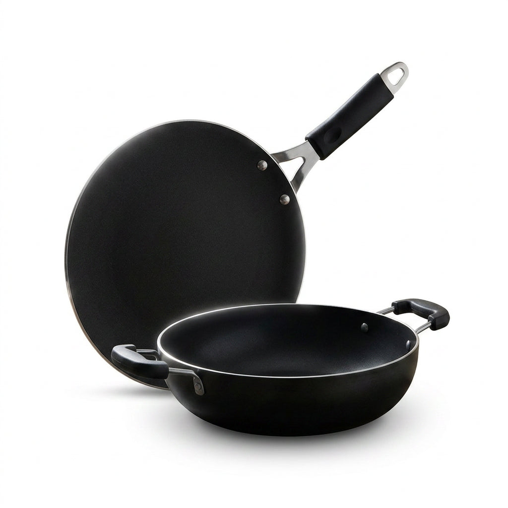 Premium Cookware combo: (25.4cm)Kadai+ (26.3cm)Tawa