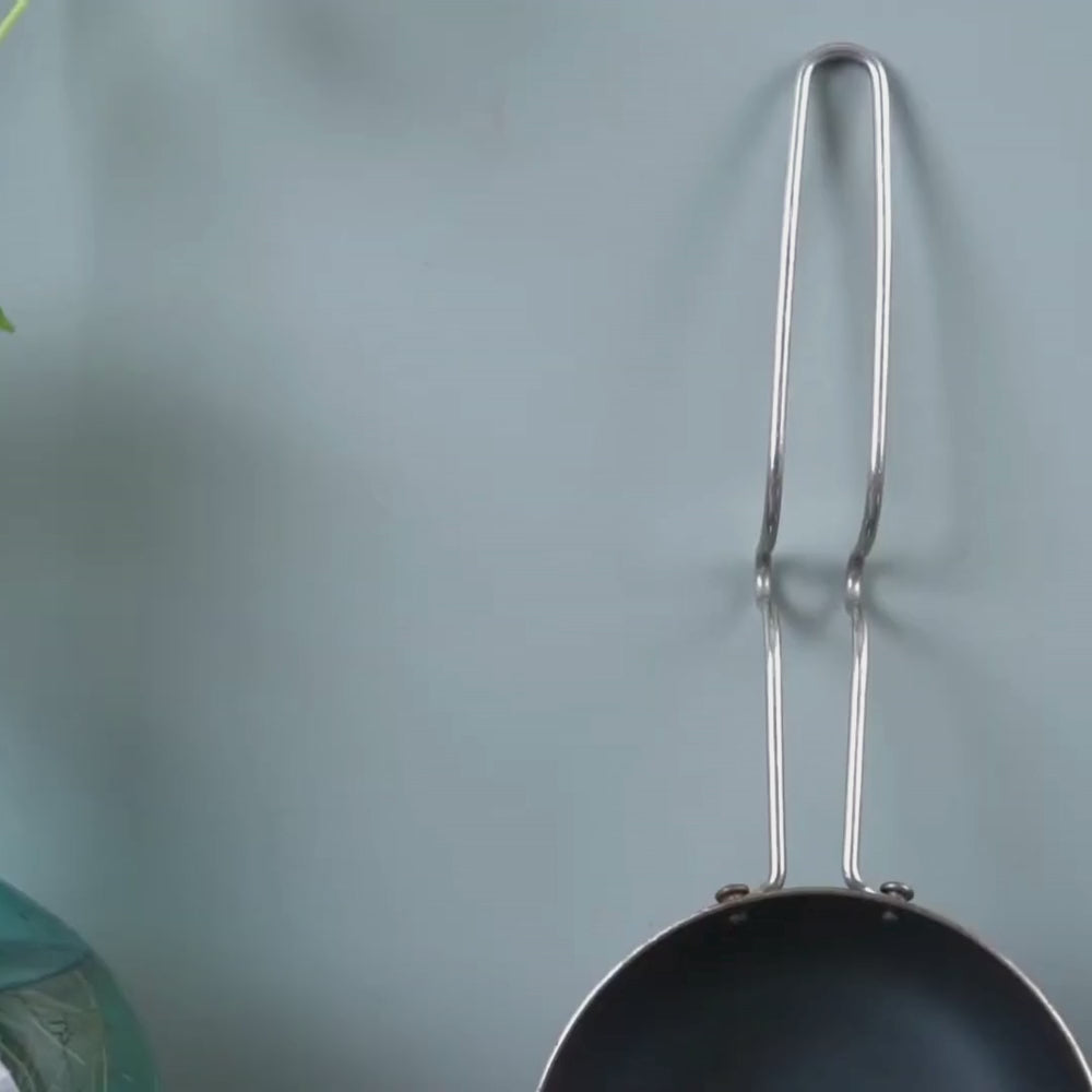 Tadka Pan 100% Pure Iron  with Stainless Steel Handle , Pre-seasoned, Toxin-free